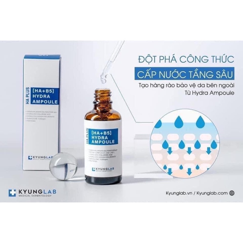 Serum Tinh chất HA Plus Hydra Ampoule B5 Kyunglab bảo vệ cấp nước căng bóng mịn màng trắng sáng