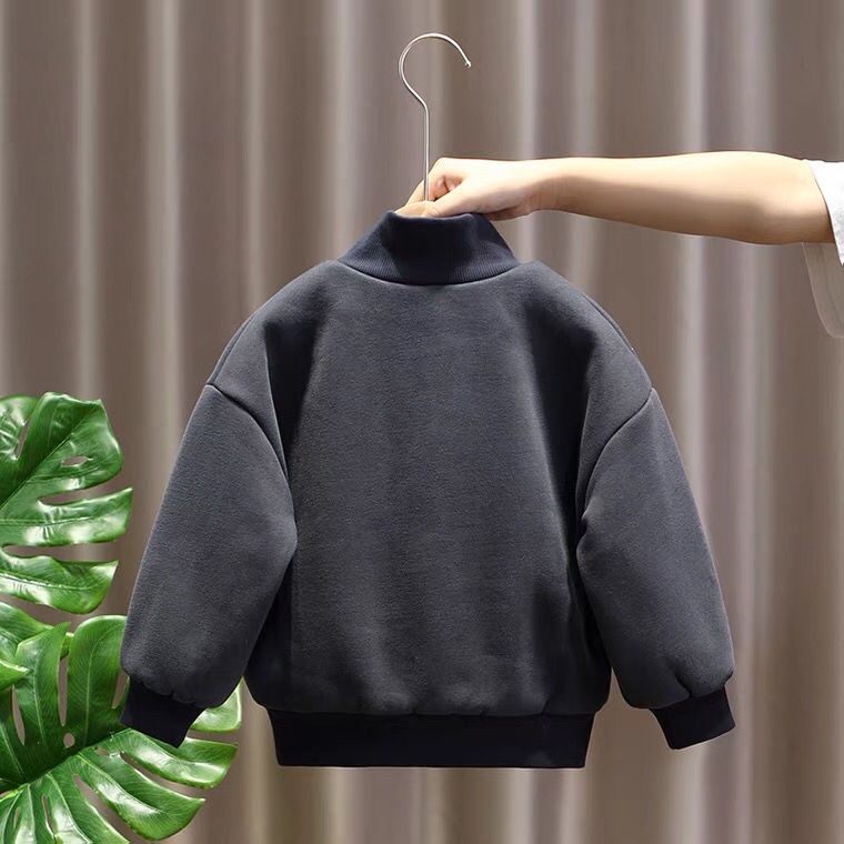 Áo sweater nhung dày giữ ấm mùa thu đông phong cách mới cho bé trai 2021