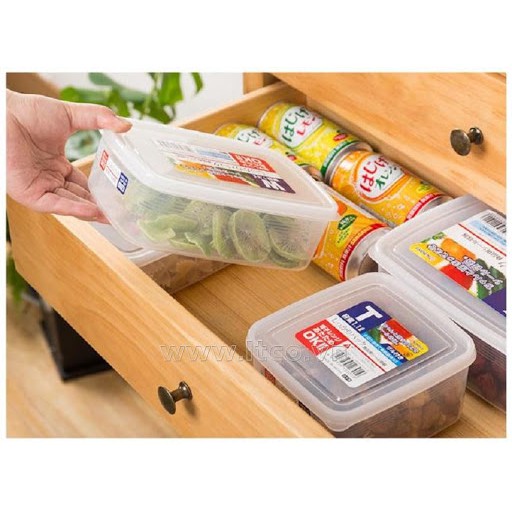 Hộp nhựa đựng thực phẩm thức ăn tủ lạnh, dùng lò vi sóng Nakaya trong suốt nắp dẻo nội địa Nhật