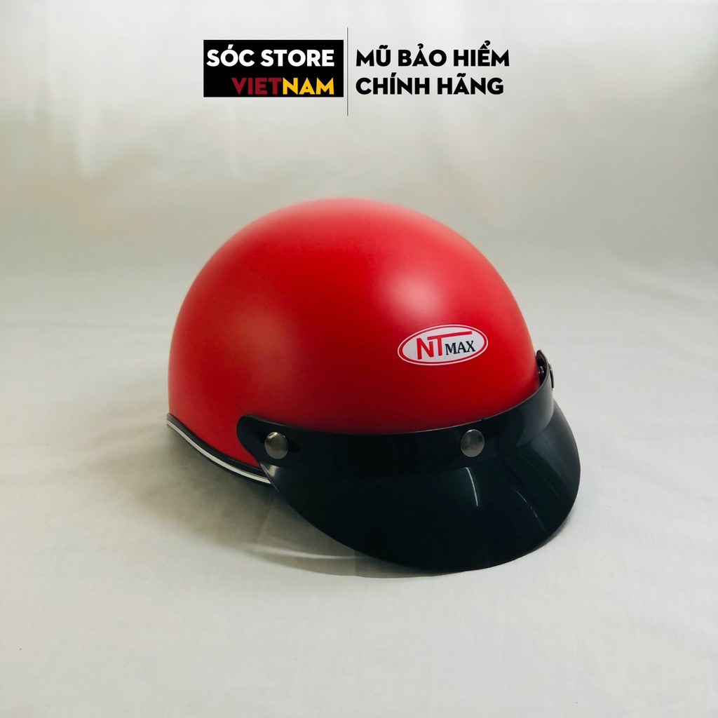 Mũ bảo hiểm nửa đầu chính hãng Sóc Store Vietnam màu đỏ kèm kính UV, kính phi công, nón bảo hiểm 1 phần 2 freesize