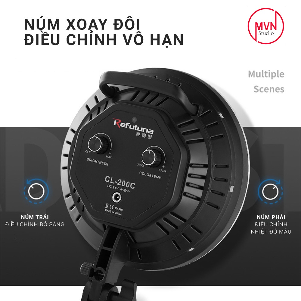 Bộ đèn studio điều chỉnh ánh sáng và độ màu chụp ảnh, quay phim, Livestream chuyên nghiệp, cao 2m softbox PARABOL- MVN