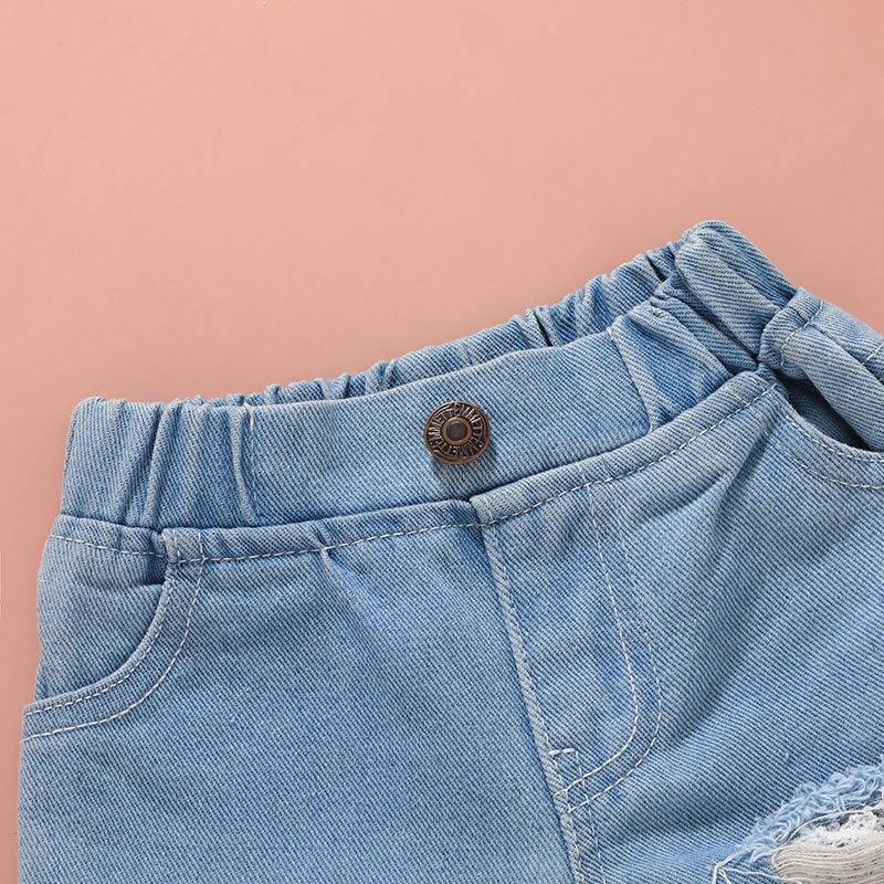 Combo bộ đồ bé gái 0-24 tháng dài tay áo phông Quần Jean set mùa hè thời trang cho bé trẻ em sơ sinh