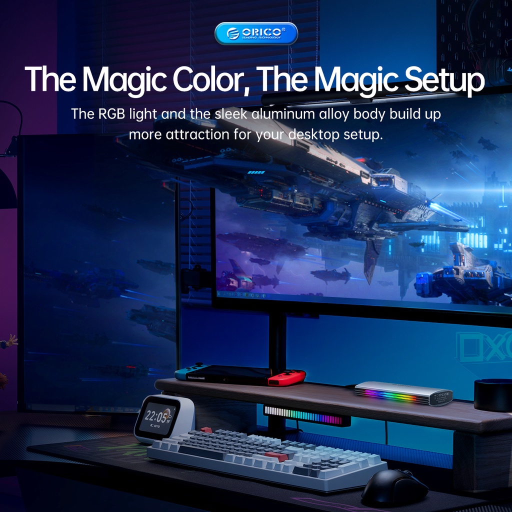 Vỏ ổ cứng ORICO M2R2 RGB 10Gbps M2 NVMe SSD USB3.1 Gen2 bằng nhôm dành cho máy chơi game