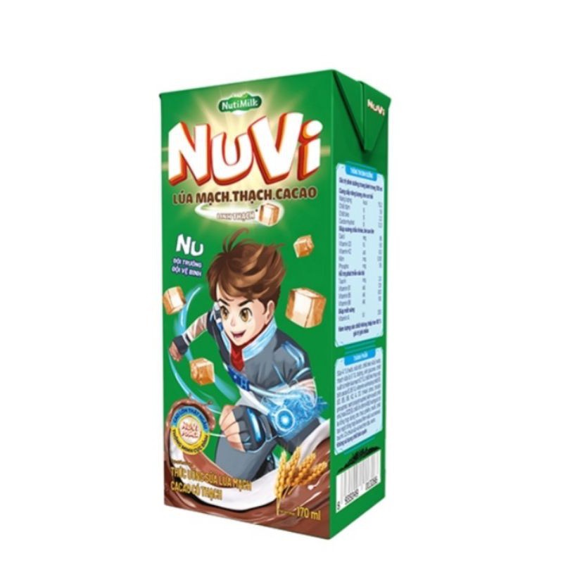 Lốc 4 Hộp Sữa Nuvi Ca Cao Lúa Mạch Có Thạch 170ml