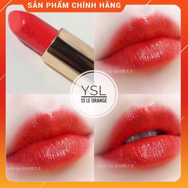 Hàng Pháp - Son thỏi YSL Rouge Pur Couture 13 màu đỏ cam - đủ bill