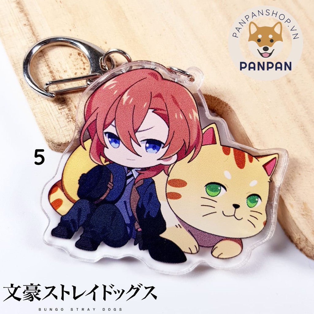 Móc khóa mica Anime Bungou Stray Dogs và Neko (6cm)