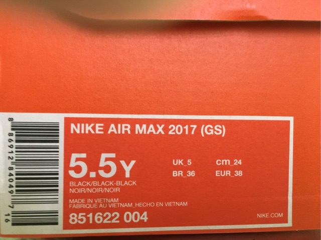 Giày Nike Air Max 2017 size 38