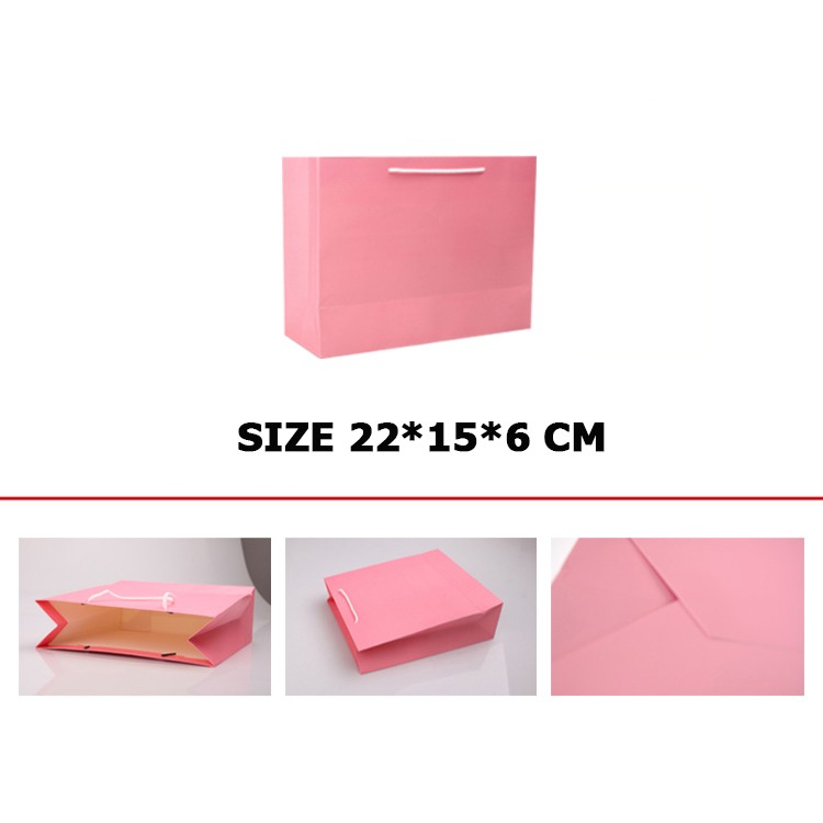Combo 20 túi bìa cứng đựng quà màu Hồng kích cỡ 22*15*6cm, bao bì giấy đựng quà cao cấp, túi bìa kraft giá rẻ cao cấp