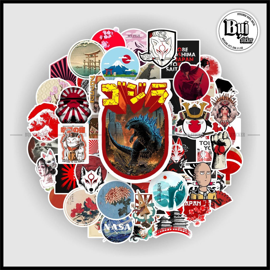 Sticker JAPAN mẫu HOT nhất dán trang trí laptop, mũ nón bảo hiểm, vali, xe tay ga