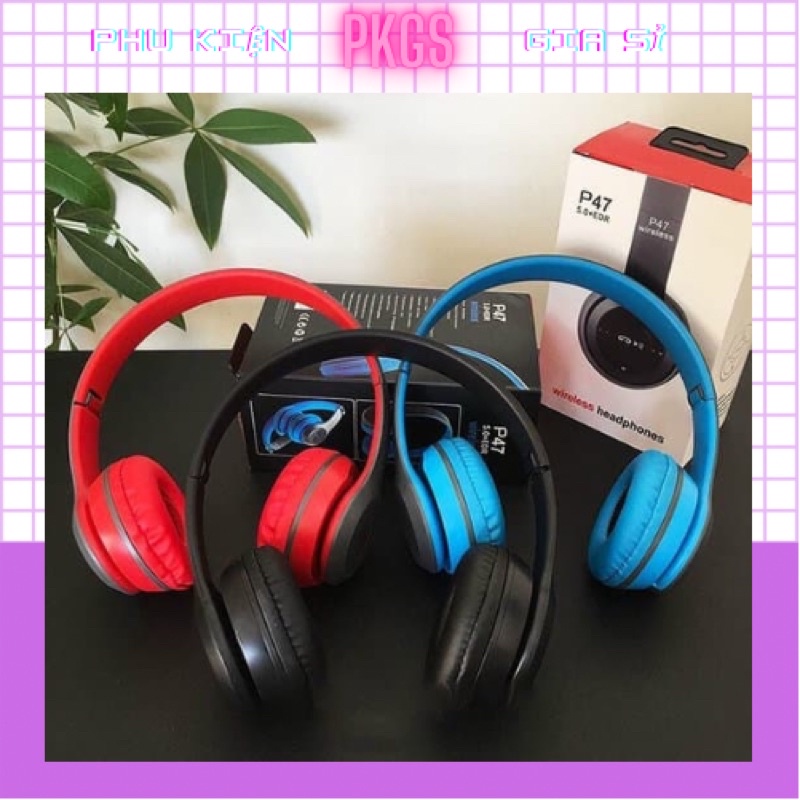 Tai nghe bluetooth - Tai nghe chụp p47 âm thanh hay, có mic, loại chuẩn