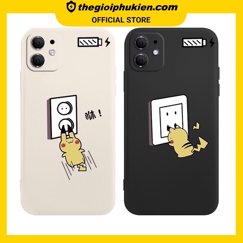 Ốp lưng iphone cạnh vuông pika sạc điện dành cho ip 6/6plus/6s/6splus/7/7plus/8/8plus/x/xr/xs/11/12/pro/max - e08