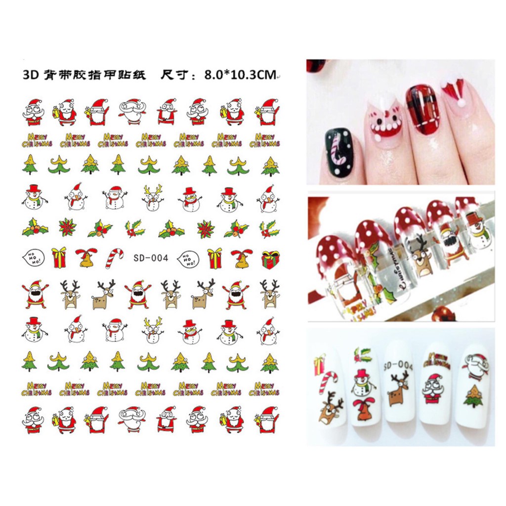 Sticker Ông Già Noel, Bông Tuyết Mẫu Mới- Trang Trí Móng Nail Nghệ Thuật Mùa Giáng Sinh 2021