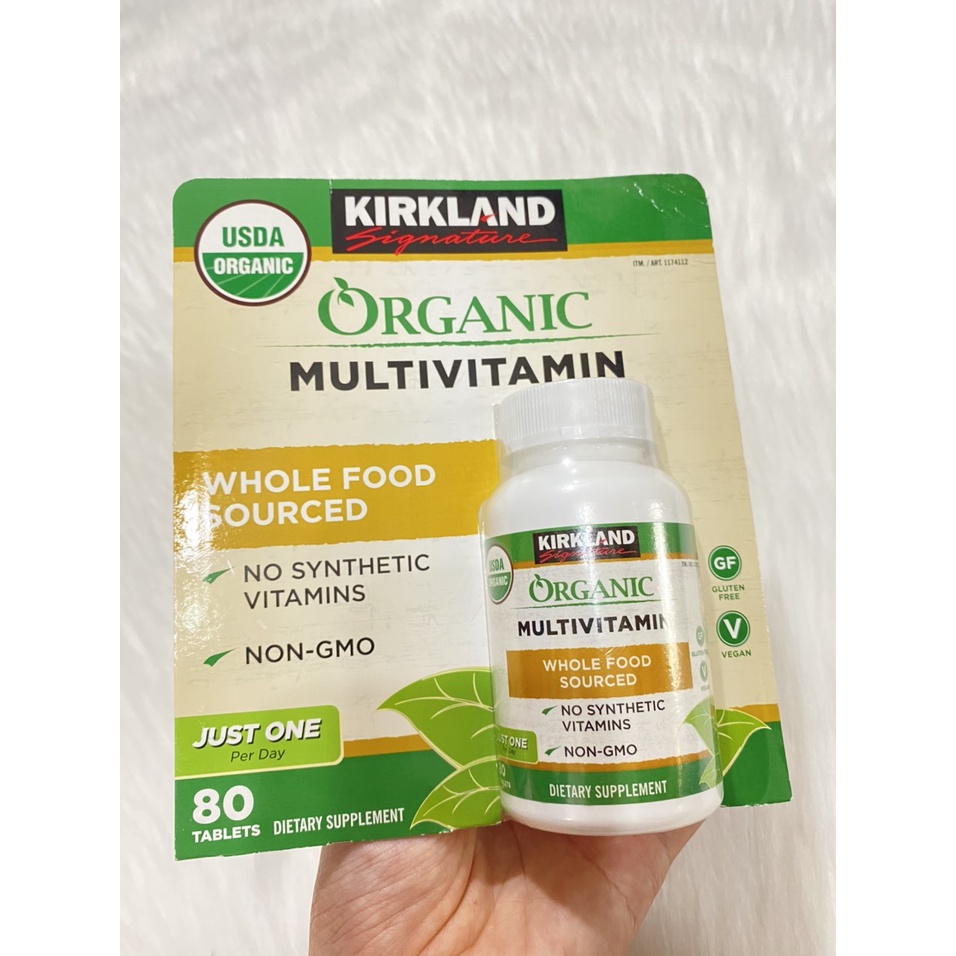 [DJ SHOP]  Viên Uống Bổ Sung Đa Vitamin Hữu Cơ Kirkland Signature Organic Multivitamin 80Viên Của Mỹ