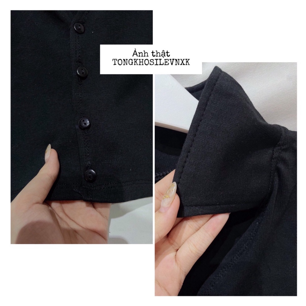 Áo Croptop Cổ Chữ V Sát Nách Dáng Body Cúc Cài - Áo Tanktop Cổ Bẻ Polo Bozip 2 Màu Hot