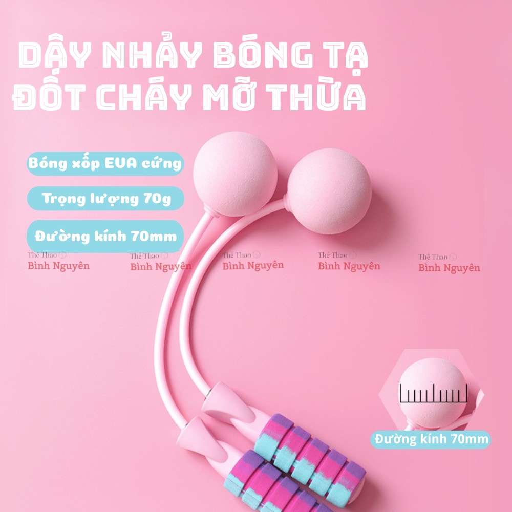 Dây Nhảy Không Dây Quả Bóng Tạ - Dây Nhảy Giảm Cân Thể Dục Có Thể Điều Chỉnh Độ Dài - Màu Hồng Xanh Tốt Chất Lượng Cao