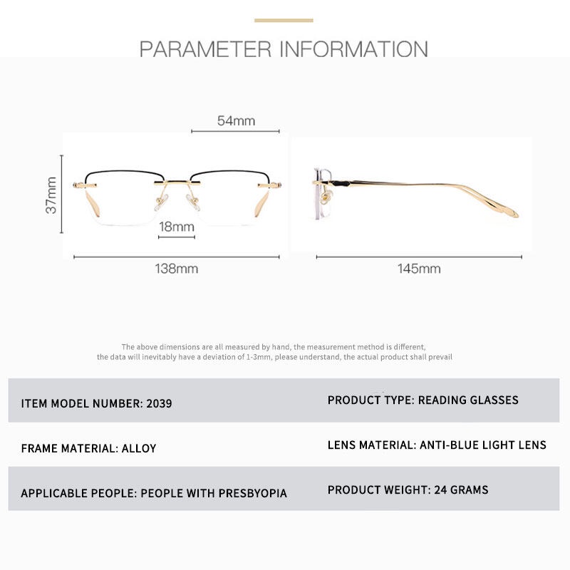 Kính Đọc Sách Nam PTQ Gọng Kim Loại Chống Ánh Sáng Xanh