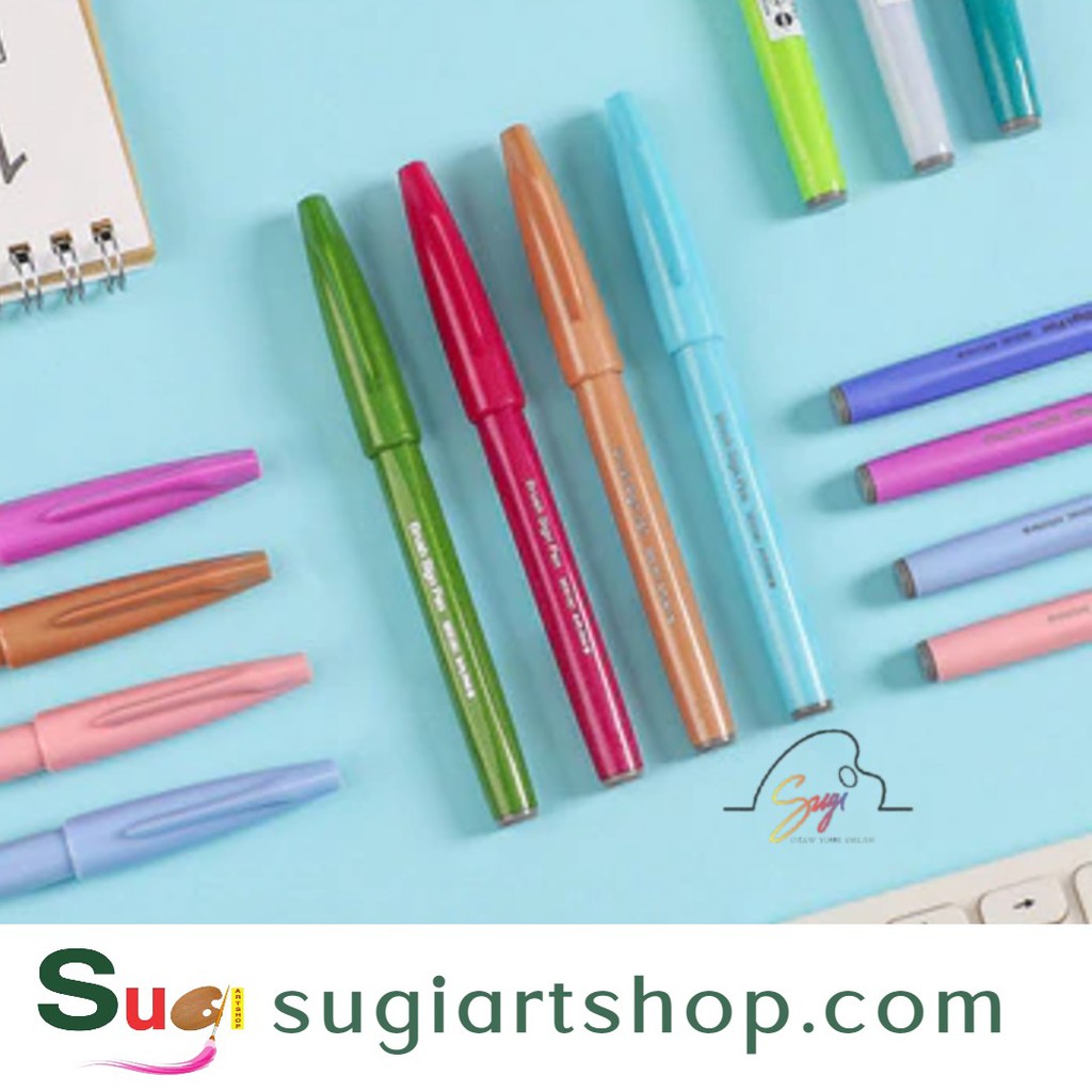 [SUGI ART SHOP] Bút viết thư pháp Pentel Fude Touch Brush Sign Pen tông màu Pastel