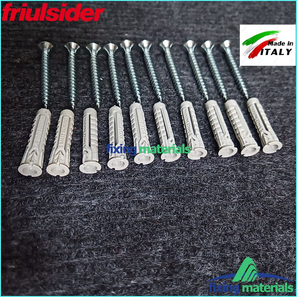 Bộ 10 con tắc kê nhựa Friulsider 6ly -8ly kèm theo vít, SX tai Ý