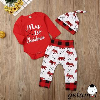 Bộ áo liền quần & quần dài in họa tiết chủ đề Giáng Sinh cho bé trai và bé gái