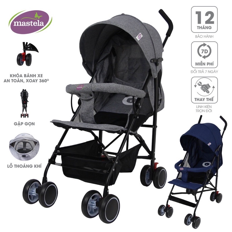 Xe đẩy gấp gọn hình ô chống tia UV thoáng khí Mastela MSTL605