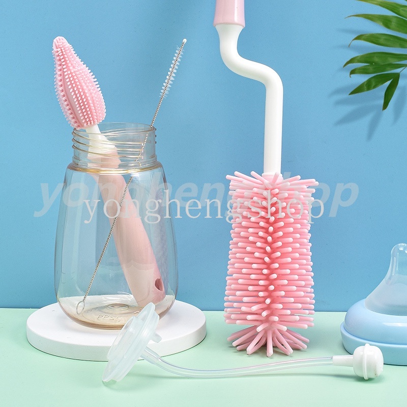 Set 3 Cọ Vệ Sinh Bình Sữa Bằng Chất Liệu Silicone Xoay 360 Độ° Cọ Vệ Sinh Bình Sữa Cho Bé Chất Lượng Cao Tiện Lợi Dễ Sử Dụng