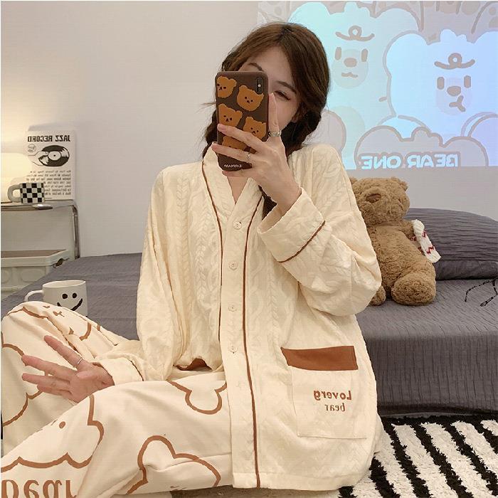 Bộ Đồ Ngủ Tay Dài Phong Cách Mới Đơn Giản Dành Cho Nữ La110