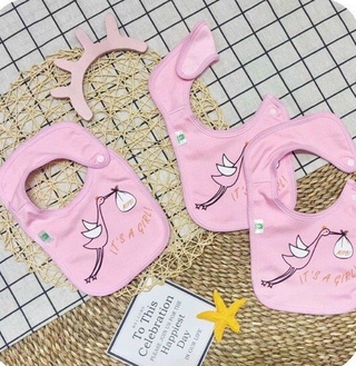 Set 3 yếm vuông cotton Mipbi