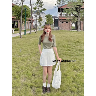 Áo thun tay lỡ ôm dáng Knitted Basic Tee Mossy Maxy Workshop