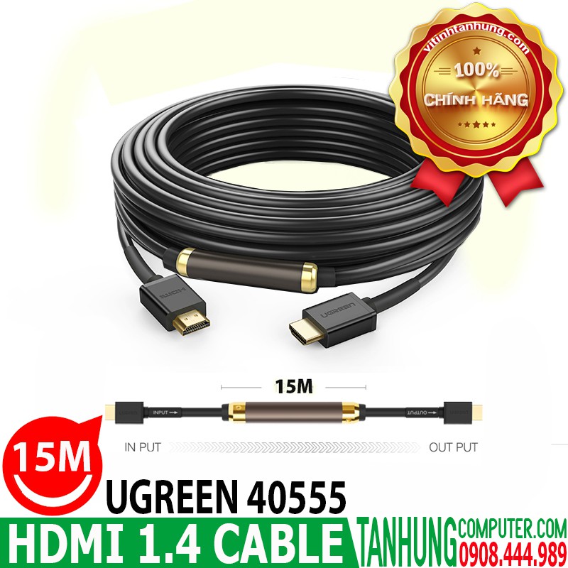 Cáp HDMI dài 15m hỗ trợ Ethernet 4K*2K( Có chíp sét) Ugreen 40555