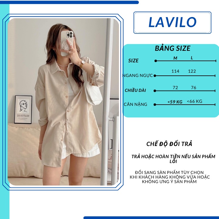 Áo sơ mi nữ nhung tăm form rộng tay dài khoác ngoài bigsize LAVILO SM09