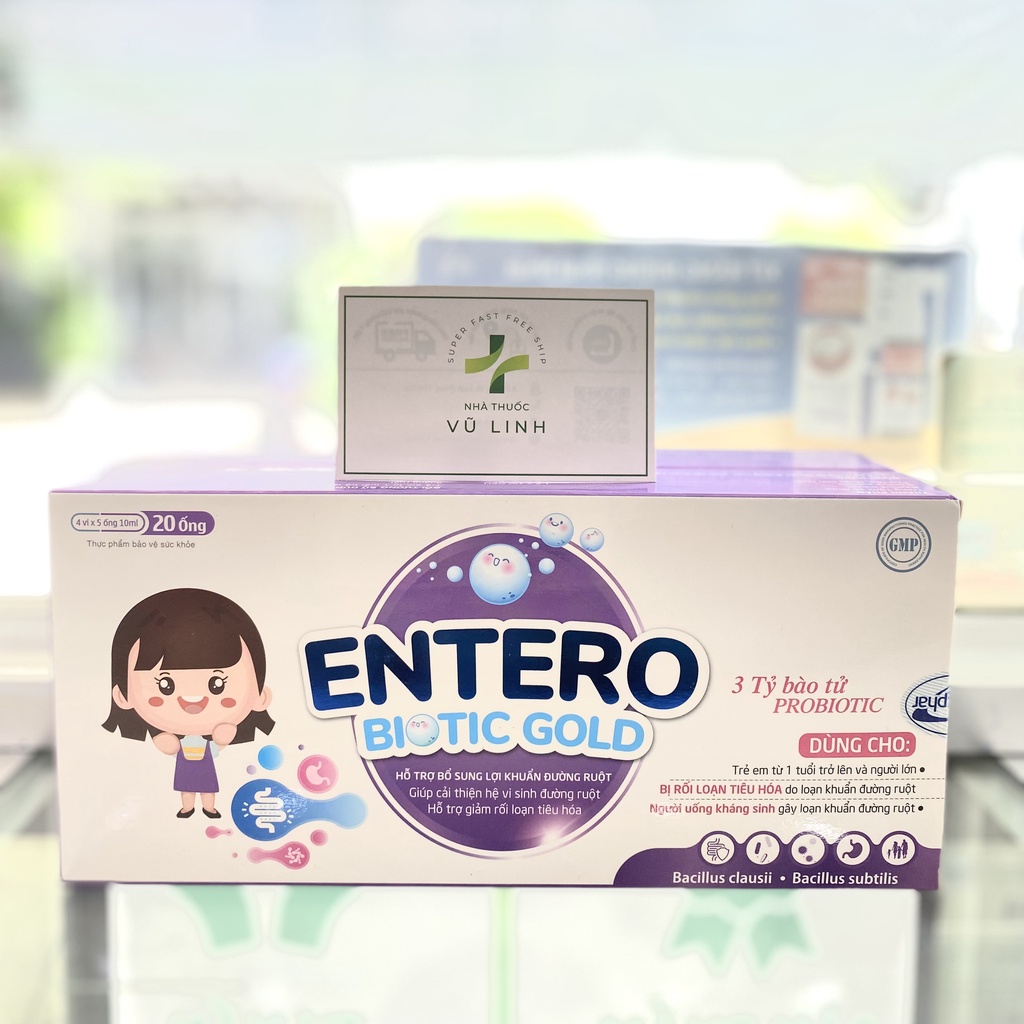 (CHÍNH HÃNG) ENTERO BIOTIC GOLD bổ sung lợi khuẩn đường ruột, giảm rối loạn tiêu hóa (Hộp 20 ống 10ml)