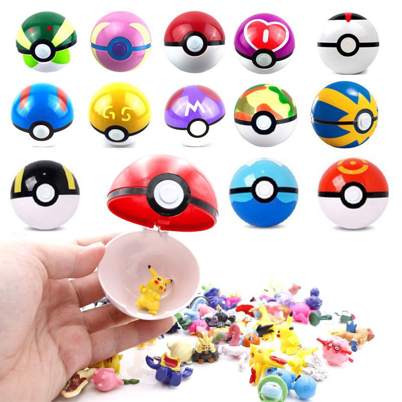 Quả bóng đồ chơi hình hoạt hình Pokemon 7cm kèm mô hình linh vật Pikachu