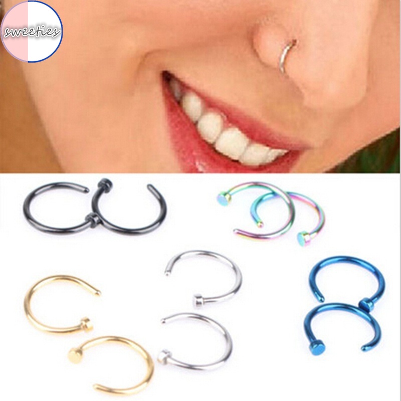 2 Khuyên mũi bằng thép không gỉ thời trang dành cho nam và nữ