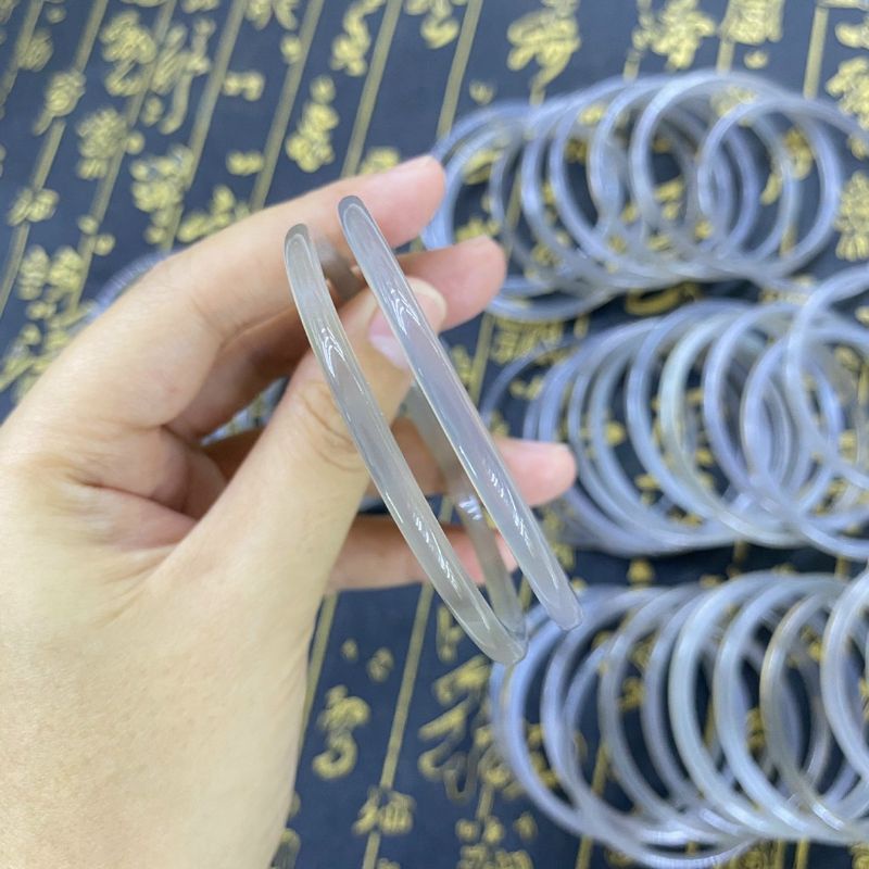 Vòng Tay Cặp Bản Nhỏ Đá Màu Trắng, Màu Xám Hợp Mệnh Thuỷ, Kim