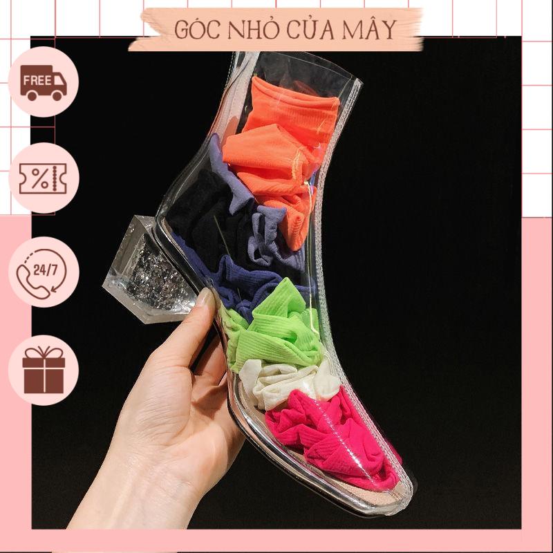 (HÀNG ORDER) Giày bốt cao gót mũi vuông màu kẹo trong suốt phong cách mùa hè sành điệu cho nữ GNCM