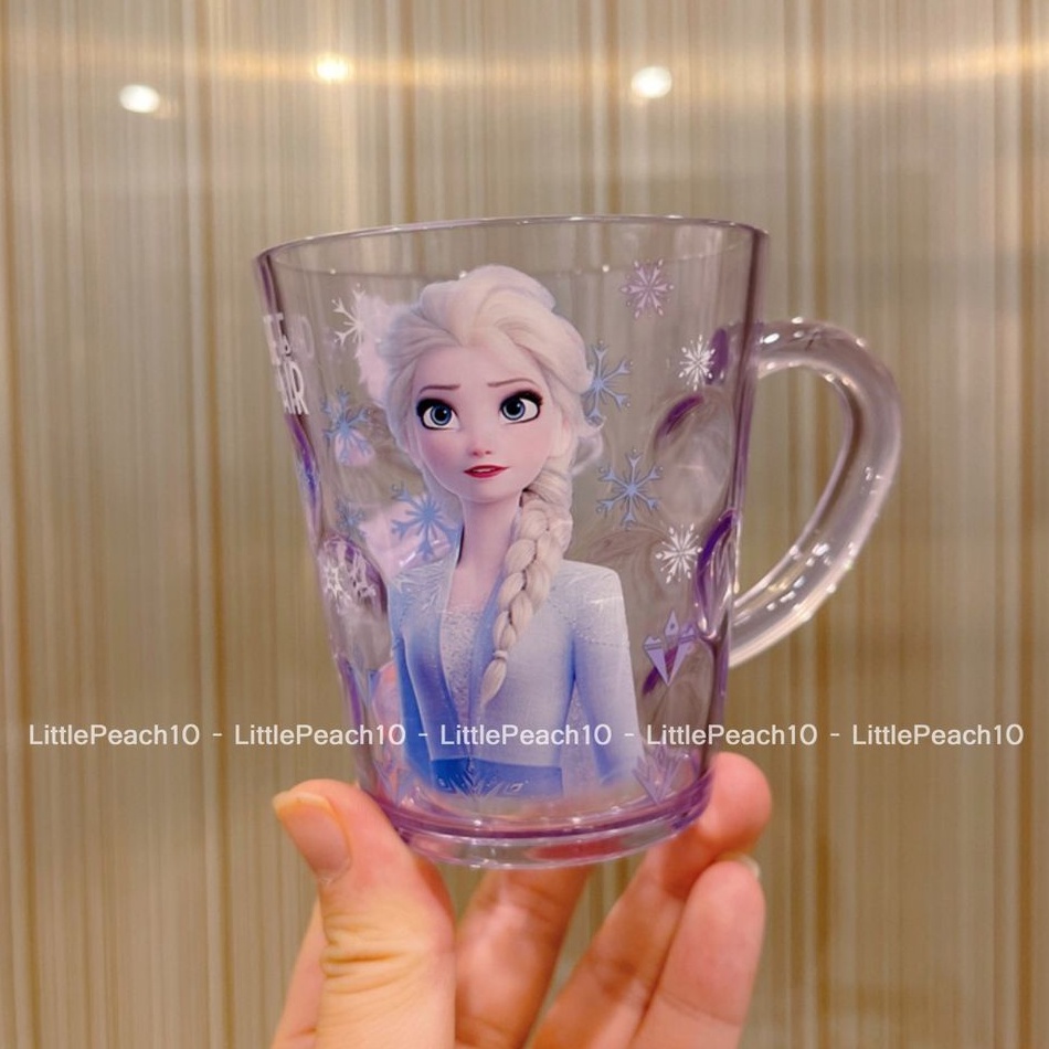 Ly nước nhựa Disney trong suốt có quai cầm tay hình công chúa Elsa Anna Frozen cho bé gái