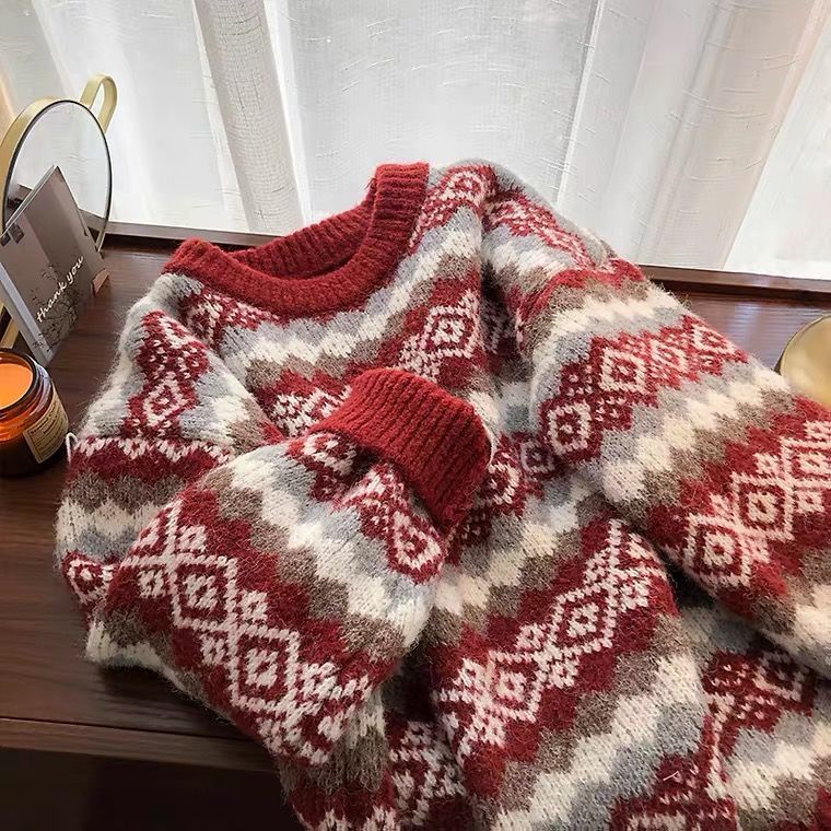 Áo Sweater Dáng Rộng Phong Cách Giáng Sinh Năm Mới Thời Trang Mùa Thu Đông Dành Cho Nữ 2021