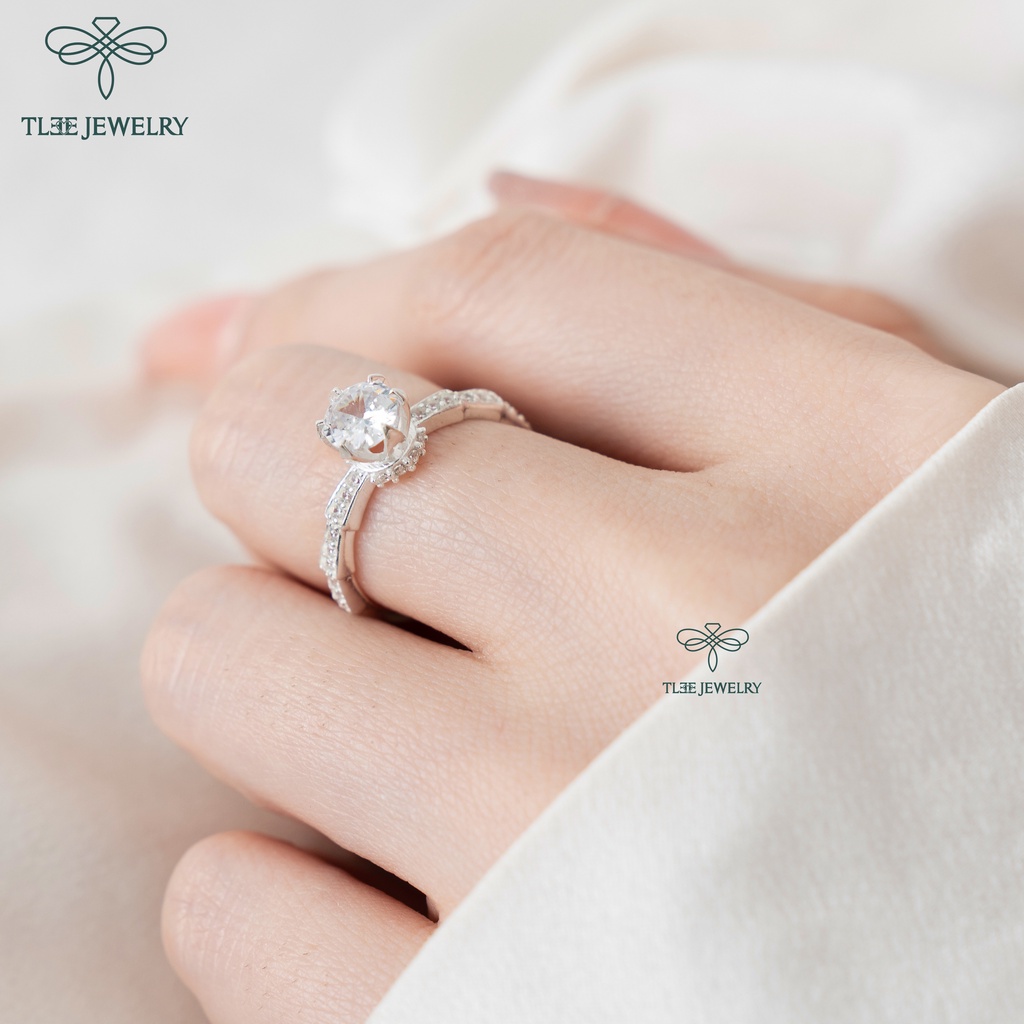 Nhẫn bạc nữ TLEE ổ đá cao viền đá thân đốt trúc sang trọng TleeJewelry A0201