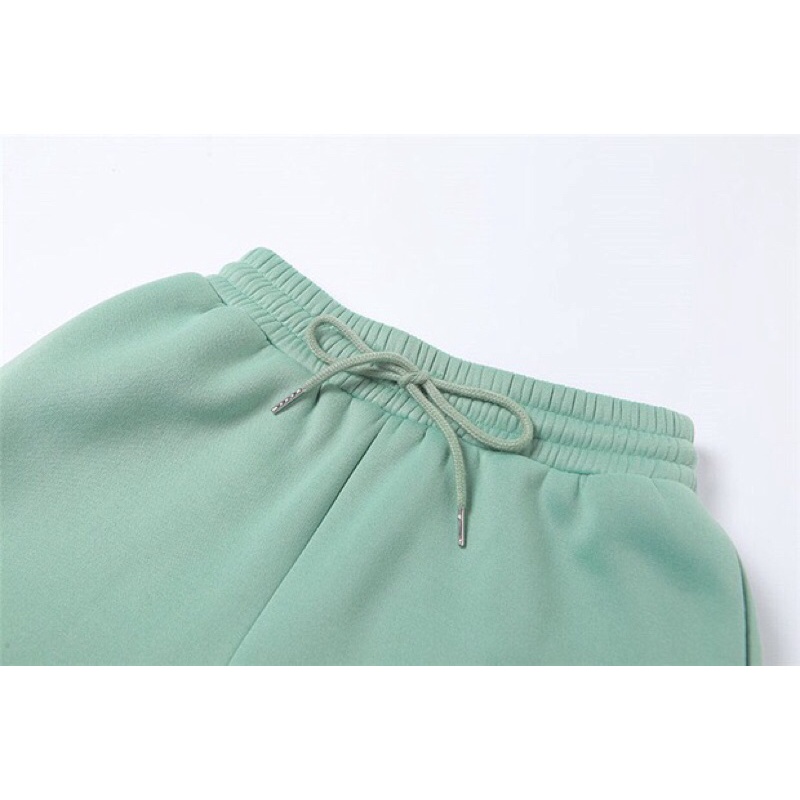 Set thể thao 2 món áo swt tay dài + quần short lưng cao