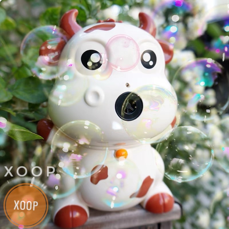 Đồ chơi! Bò sữa thổi bong bóng chạy pin có đèn,nhạc và thổi bong bóng