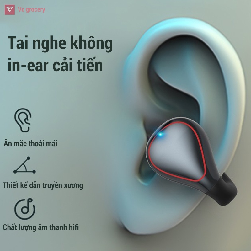 Tai Nghe Bluetooth Không Dây, Dẫn Truyền Xương Giảm Tiếng Ồn Không Đeo Tai, Kiểu Kẹp Tai, Chuyên Dùng Chạy Bộ