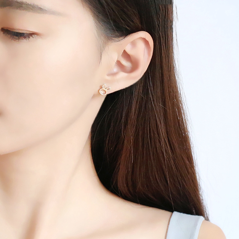 Bông tai bạc hình thỏ dễ thương đơn giản dành cho nữ