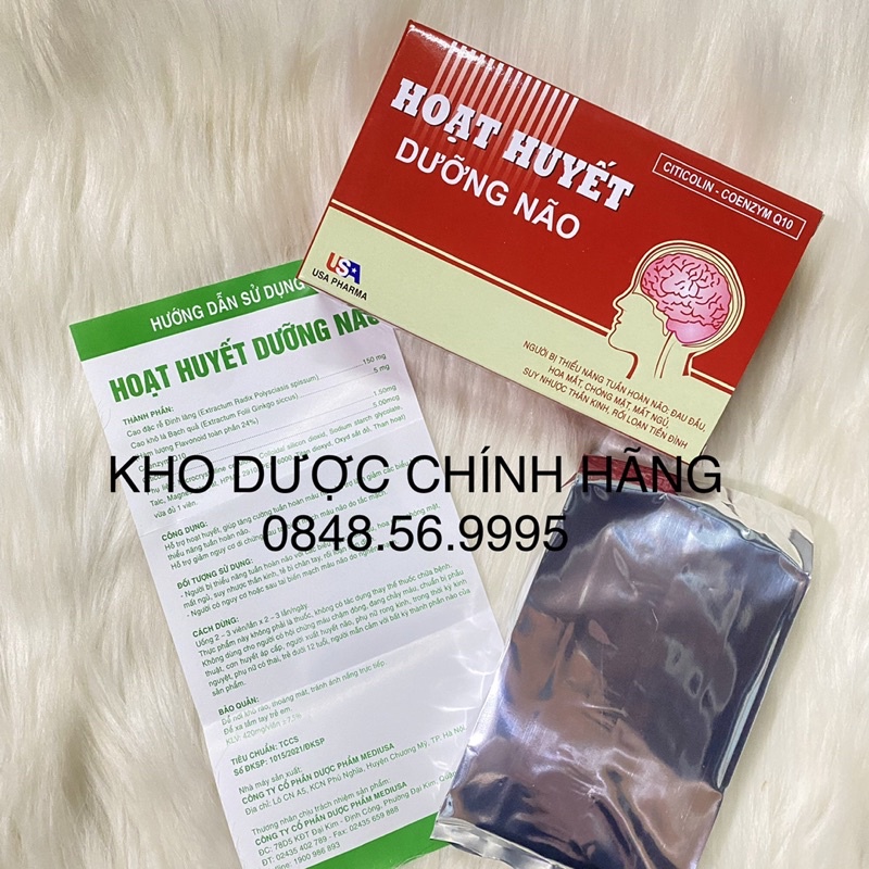 HOẠT HUYẾT DƯỠNG NÃO hộp 100 viên bao đường - Citicolin - Coenzym Q10 - Bổ não, tăng cường tuần hoàn máu não