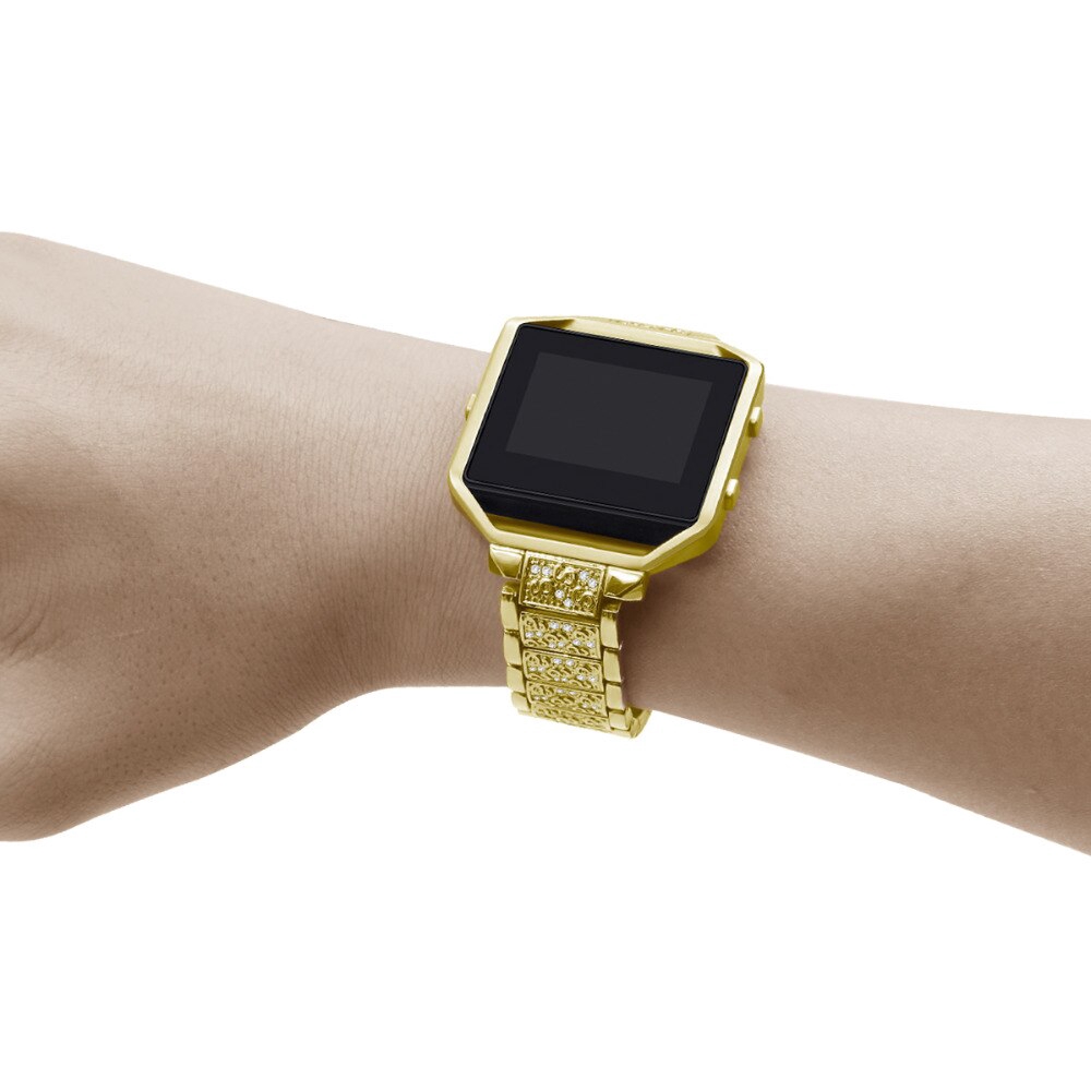 Dây thép không gỉ đính đá thay thế cho đồng hồ thông minh Fitbit Blaze