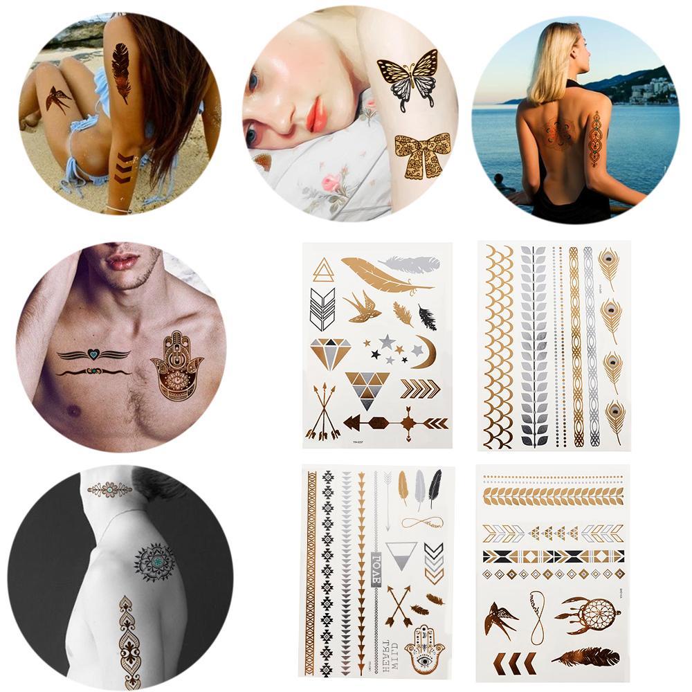 Hình Xăm Tạm Thời Chống Nước Họa Tiết Lông Vũ / Lá Đẹp Mắt