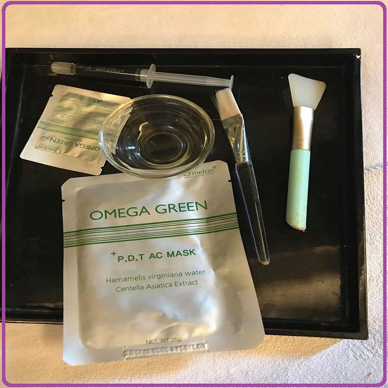 Bộ chăm sóc da dầu Omega green Omelon Hàn Quốc bộ 10 mặt