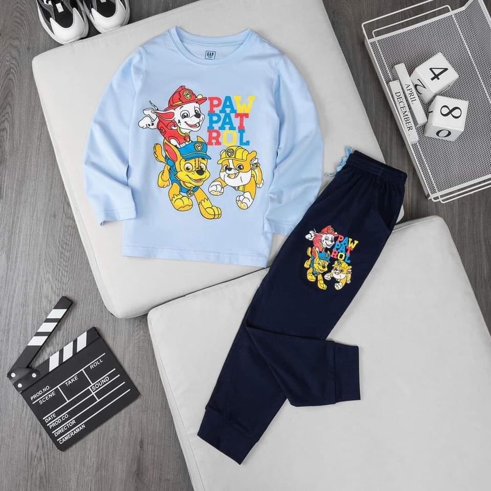 Bộ dài tay bé trai 2-7T chó cứu hộ spider man xe cá