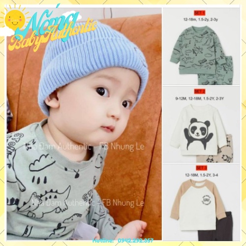 Set nỉ cho bé trai H.M auth săn sale nhiều họa tiết