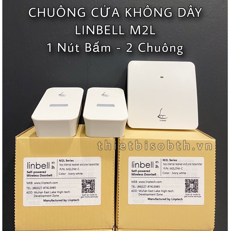 Chuông Cửa Không Dây 1 Nút Bấm 2 Chuông LinBell M2L