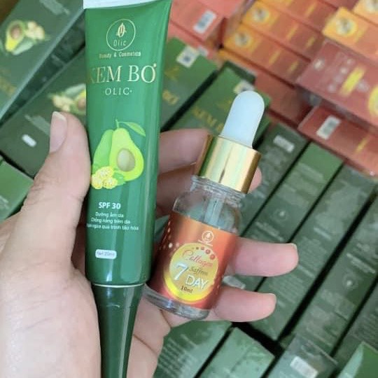 Bộ Đôi Tái Sinh Làn Da Olic- Kem Bơ Olic Và Serum Collagen saffron 7day